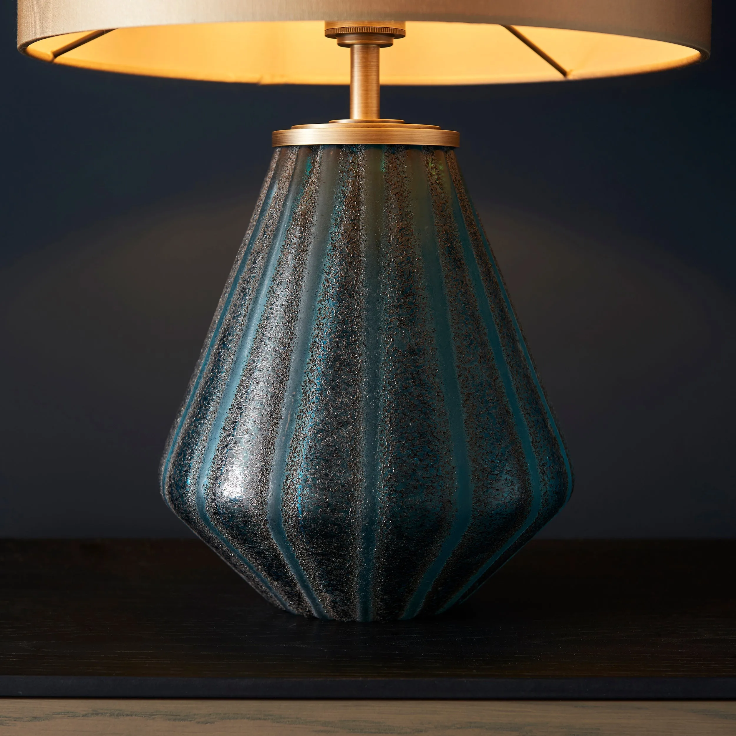 Amos Marina Turquoise Table Lamp with Gold Shade