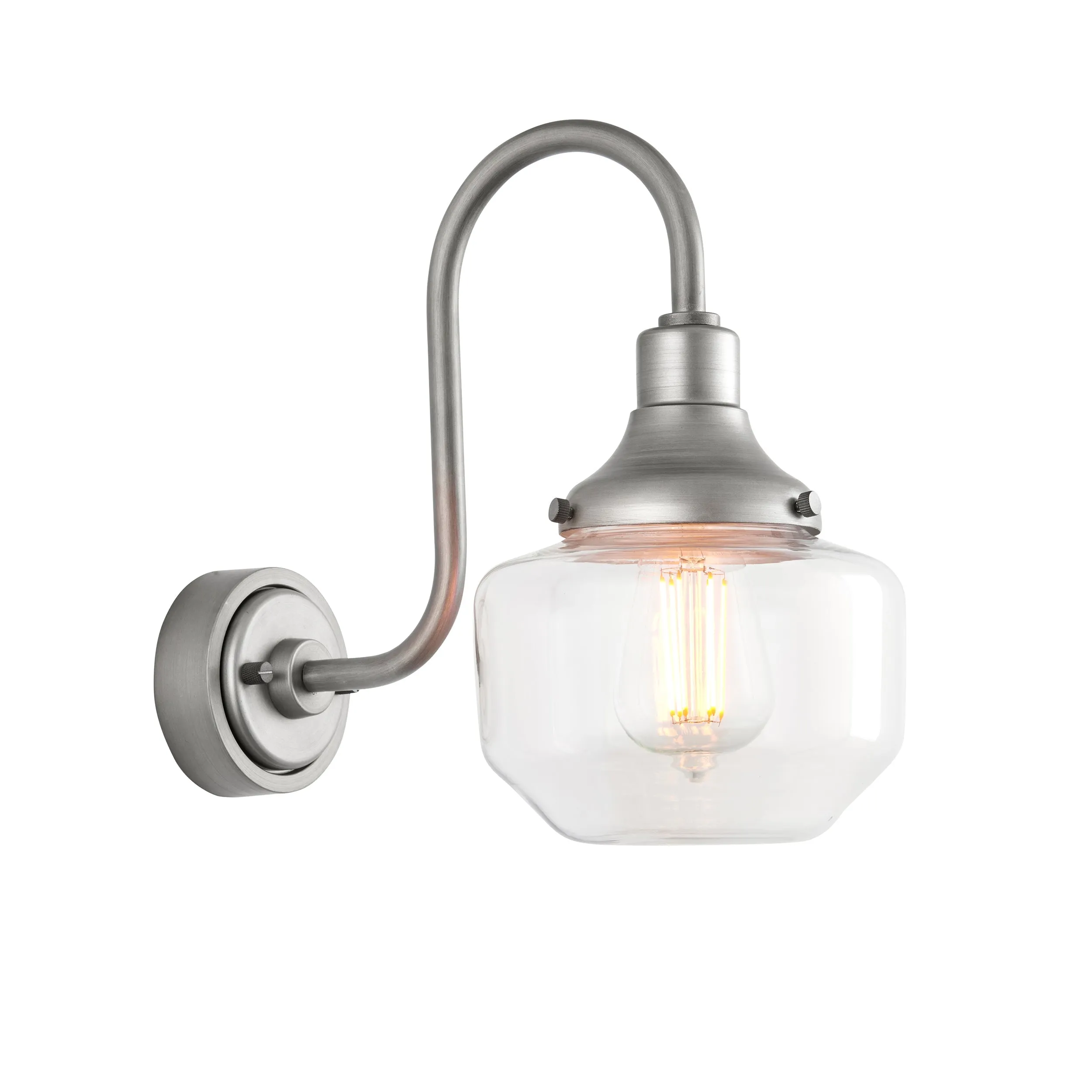 Amos Neptune Outdoor Wall Light Brushed Silver