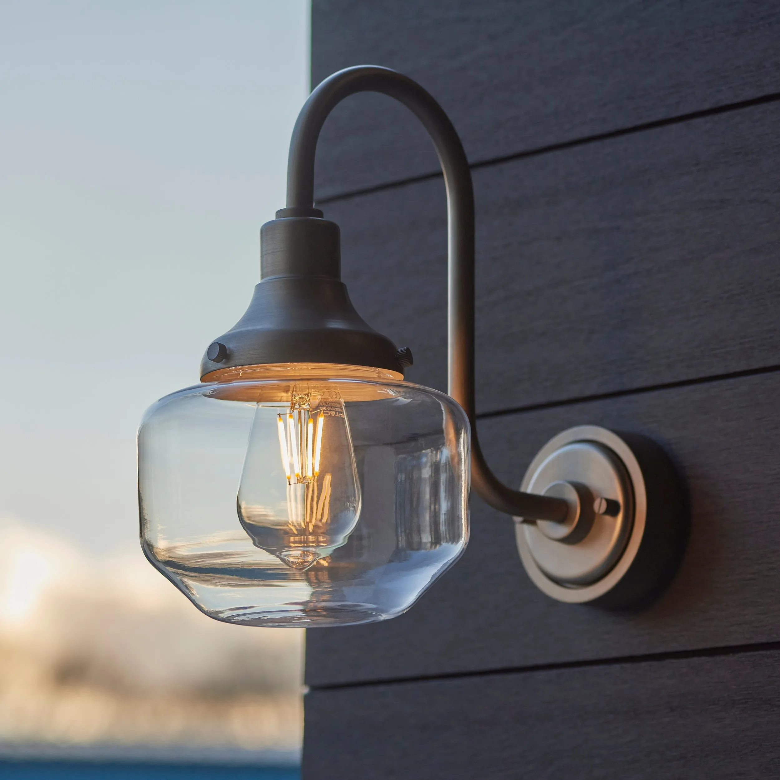 Amos Neptune Outdoor Wall Light Brushed Silver