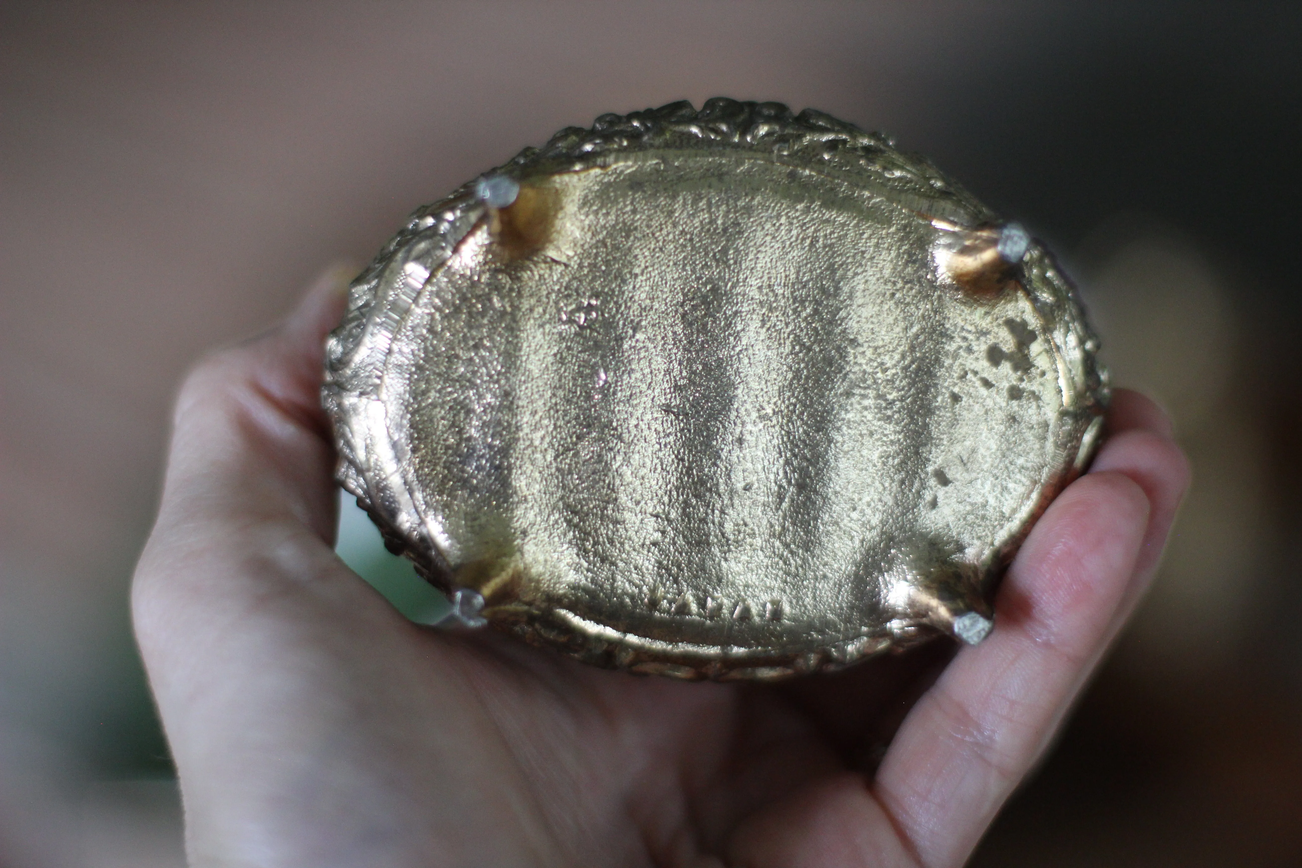 Antique Floral Bronze White Jewelry Box