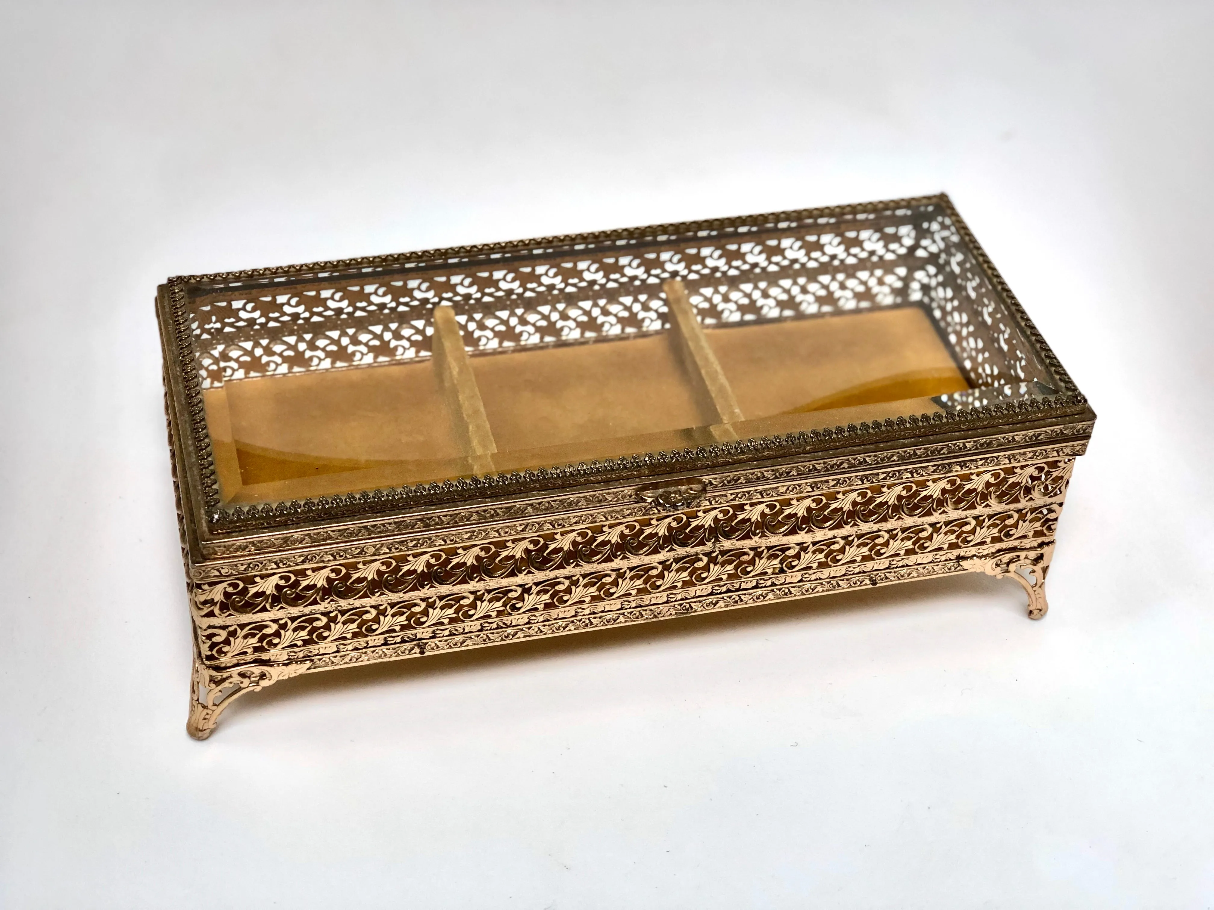 Antique Large 3 dividers Jewelry Box