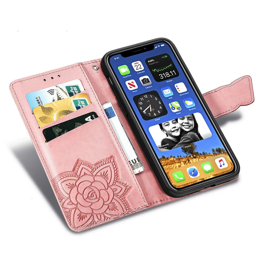 Anymob iPhone Case Pink Flip Leather Wallet Phone Book Style Cover Shell