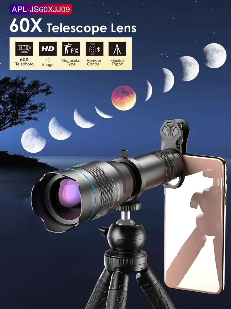 APEXEL HD 60X Telescope Lens Phone Camera Lens Super Telephoto Zoom Monocular   Extendable Tripod With Remote For All Smartphone