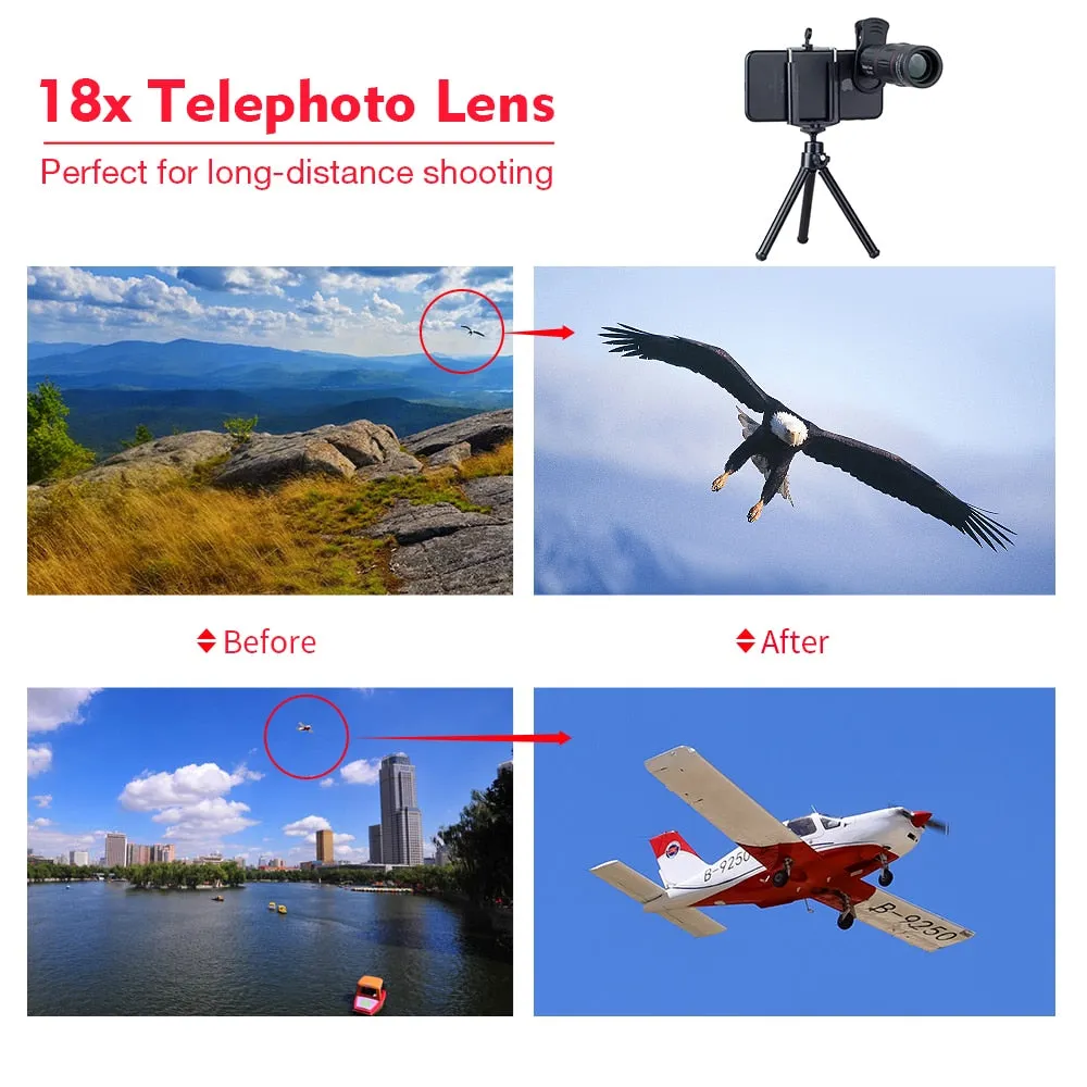 APEXEL Telescope Telephoto Lens 18X Zoom lens with Tripod Monocular Mobile Phone camera Lens for Smartphones lente para celular