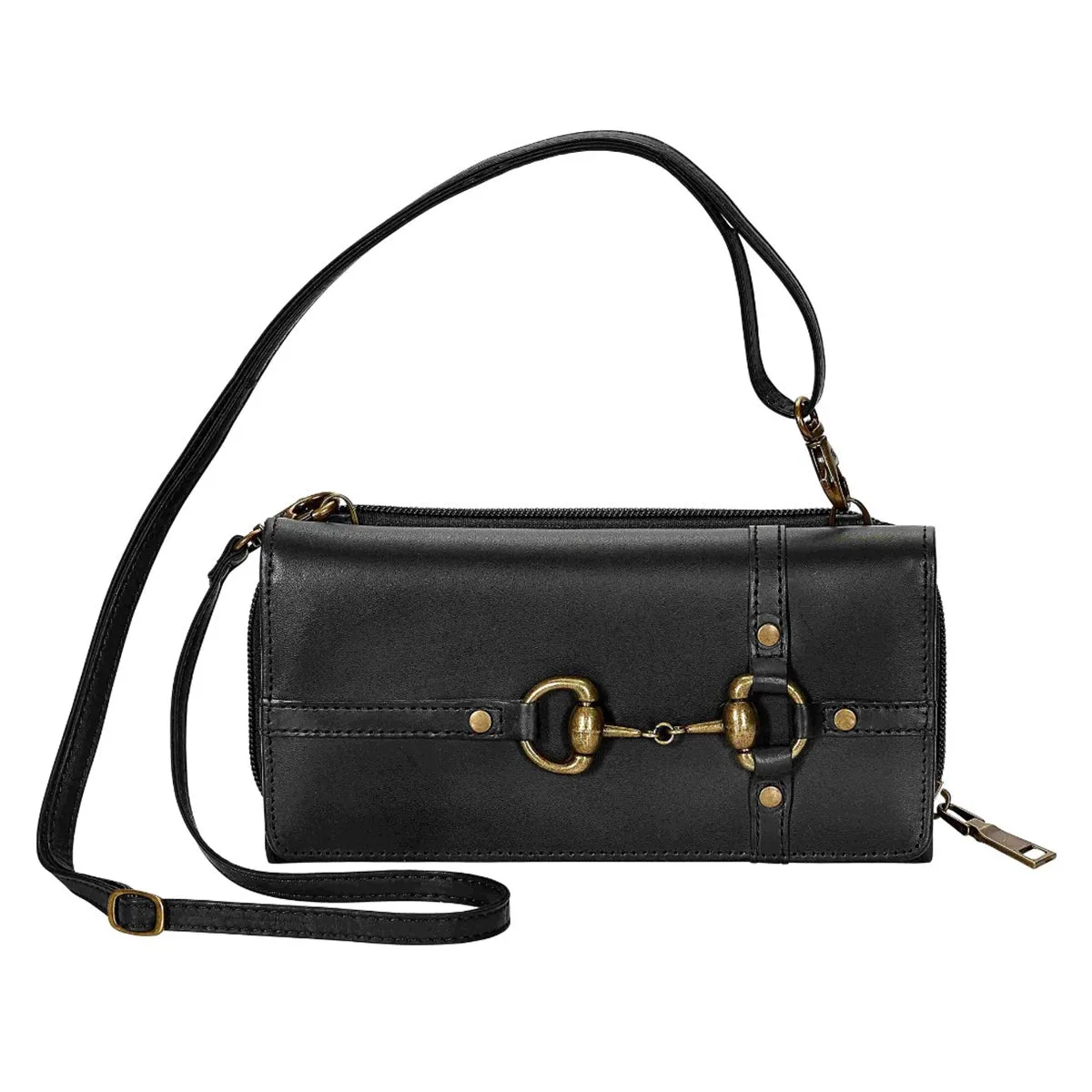 AWST Int'l Snaffle Bit Leather Cross Body Wallet