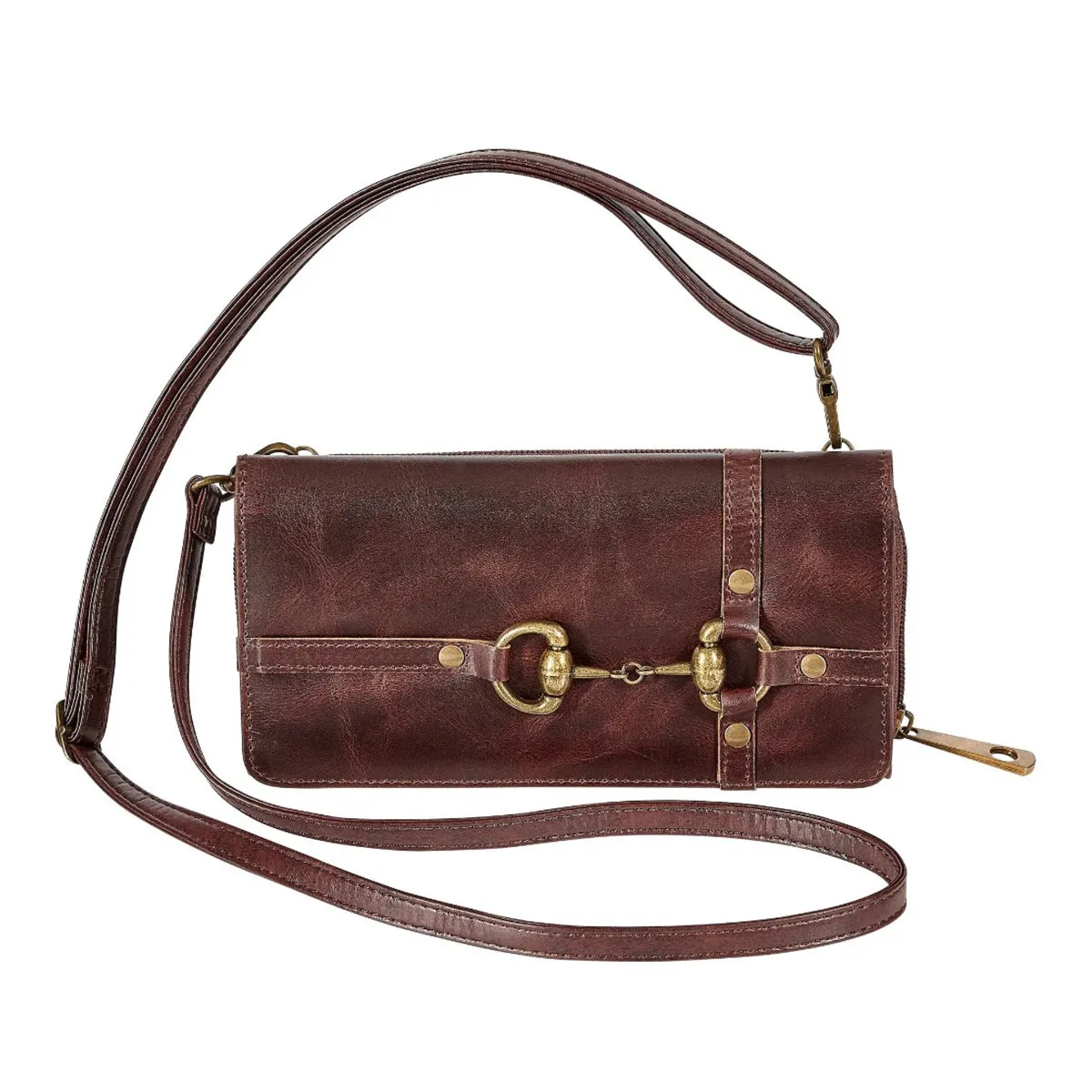 AWST Int'l Snaffle Bit Leather Cross Body Wallet