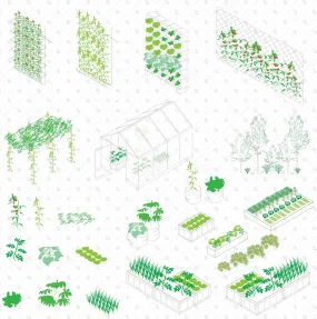 Axonometric Vector Botanical Garden and Plants Extended