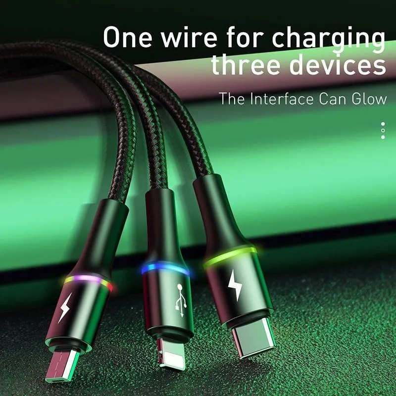 Baseus Halo Led Fast Charging 3 in 1 Cable