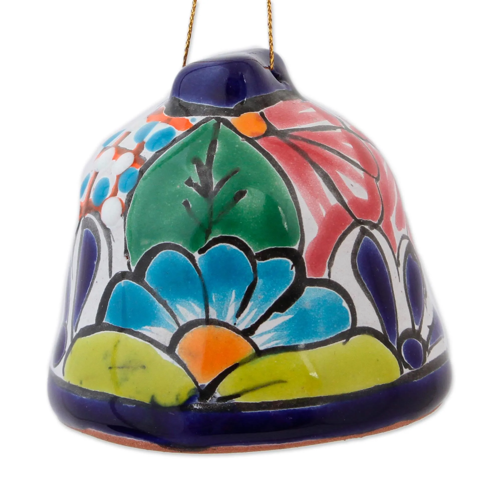 Bell-Shaped Talavera-Style Ceramic Ornaments (Pair) - Talavera Bells | NOVICA