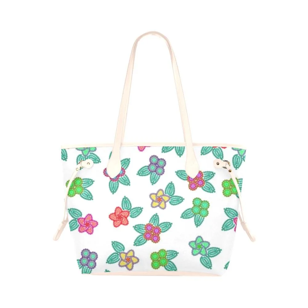 Berry Flowers White Clover Canvas Tote Bag