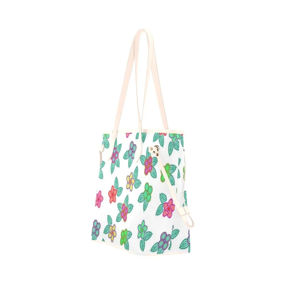 Berry Flowers White Clover Canvas Tote Bag