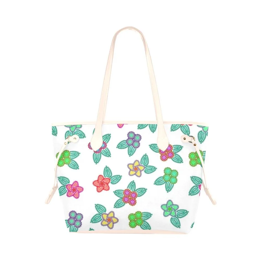 Berry Flowers White Clover Canvas Tote Bag