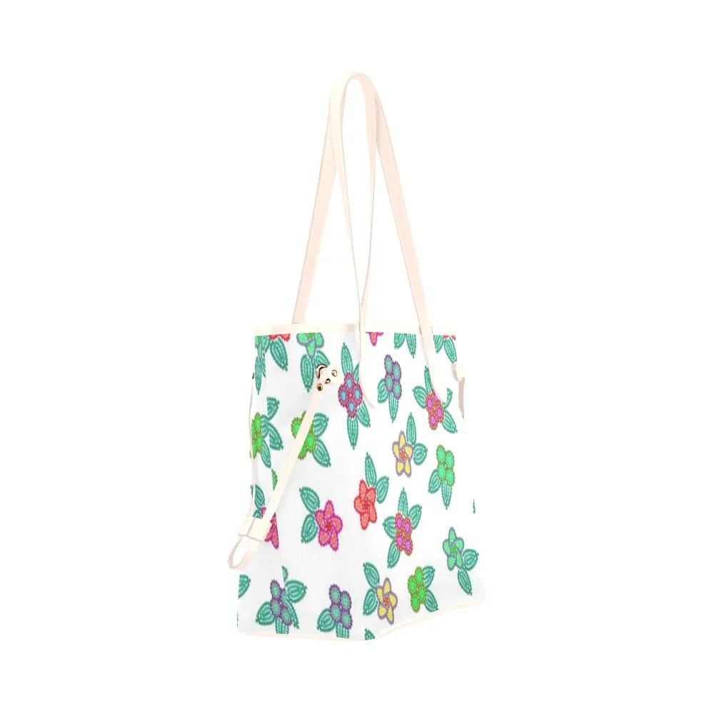 Berry Flowers White Clover Canvas Tote Bag