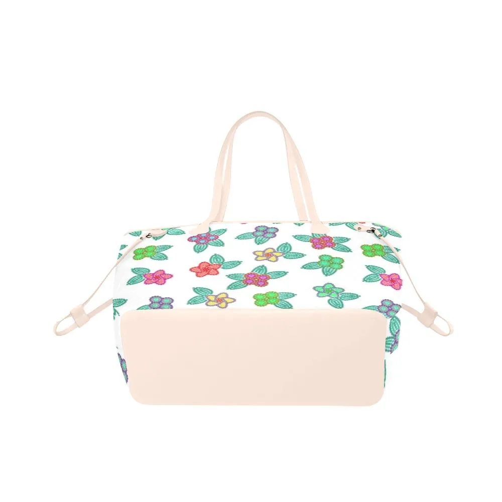 Berry Flowers White Clover Canvas Tote Bag