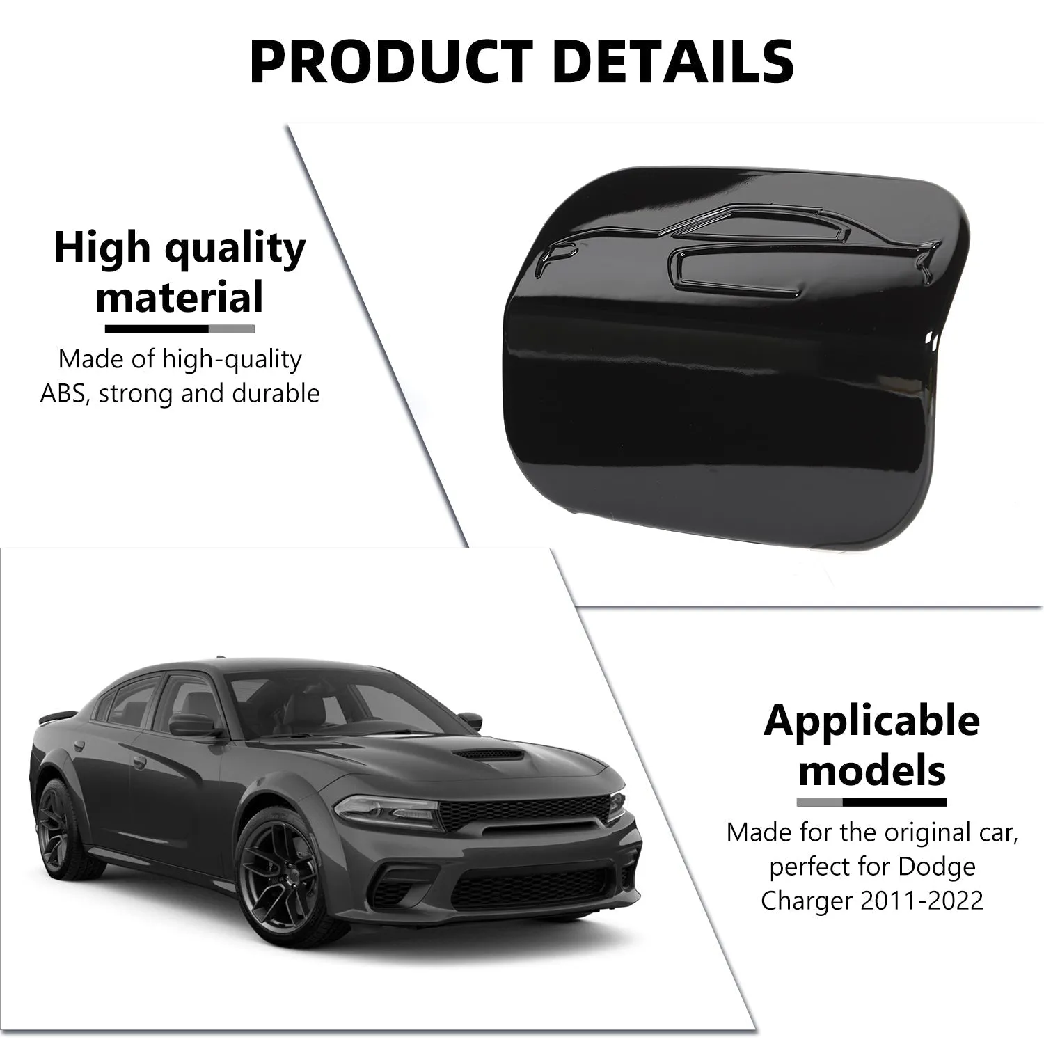 Black Door Fuel Tank Gas Cap Decor Cover Trim for Dodge Charger 2011 ｜CheroCar