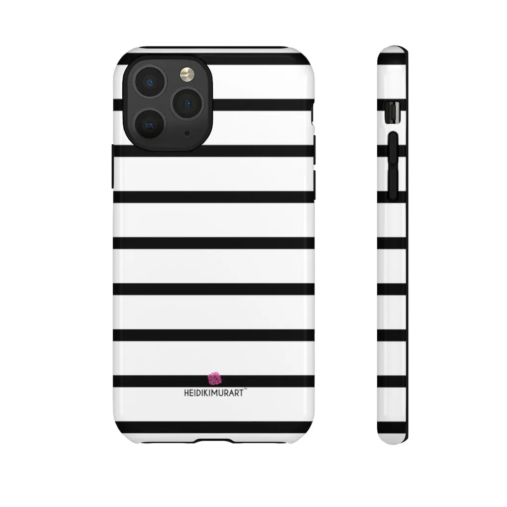 Black Striped Designer Tough Cases, Modern Minimalist iPhone Samsung Case-Made in USA