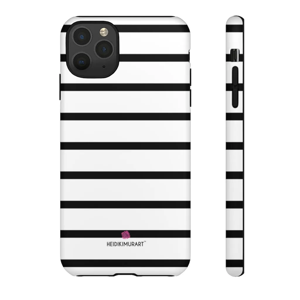 Black Striped Designer Tough Cases, Modern Minimalist iPhone Samsung Case-Made in USA