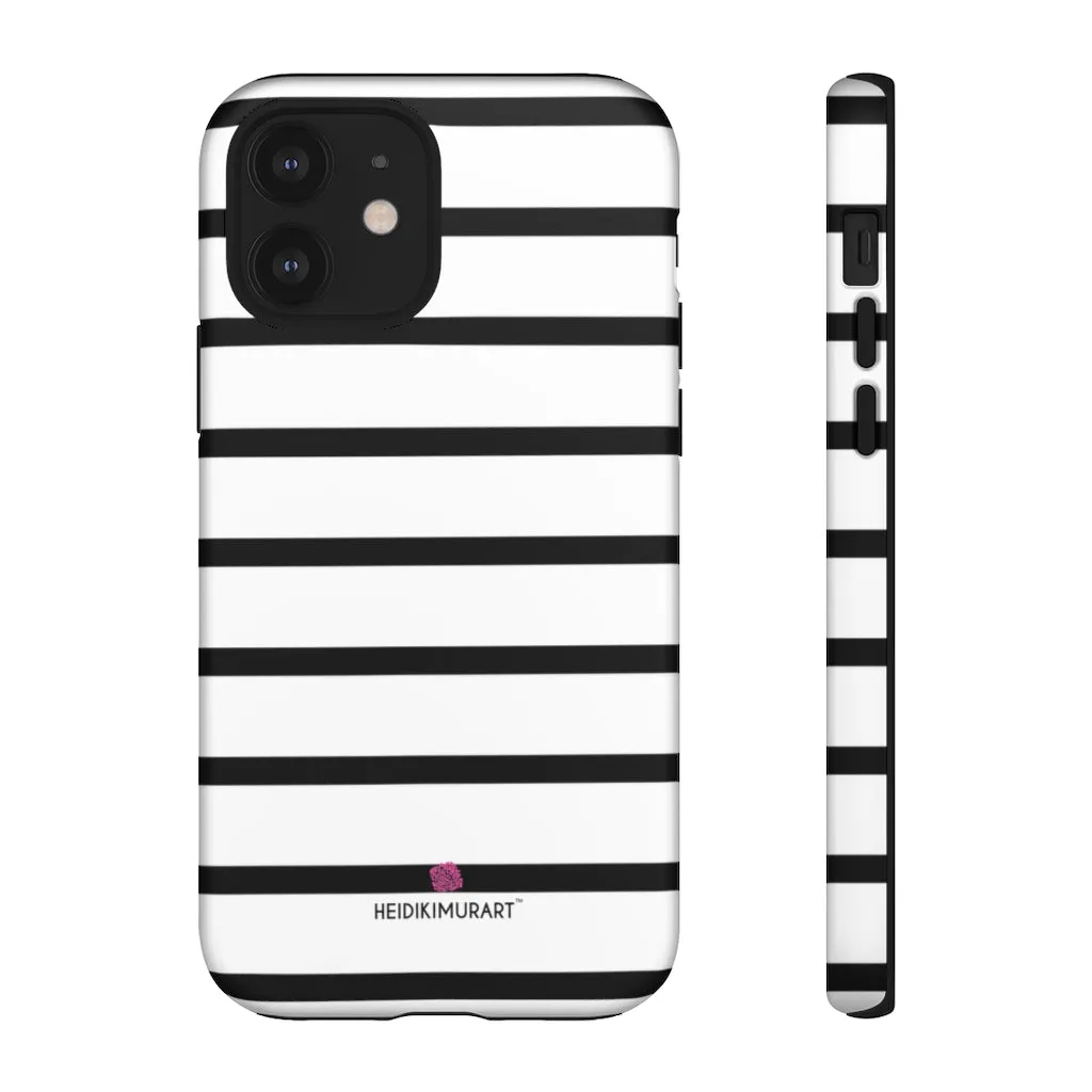 Black Striped Designer Tough Cases, Modern Minimalist iPhone Samsung Case-Made in USA