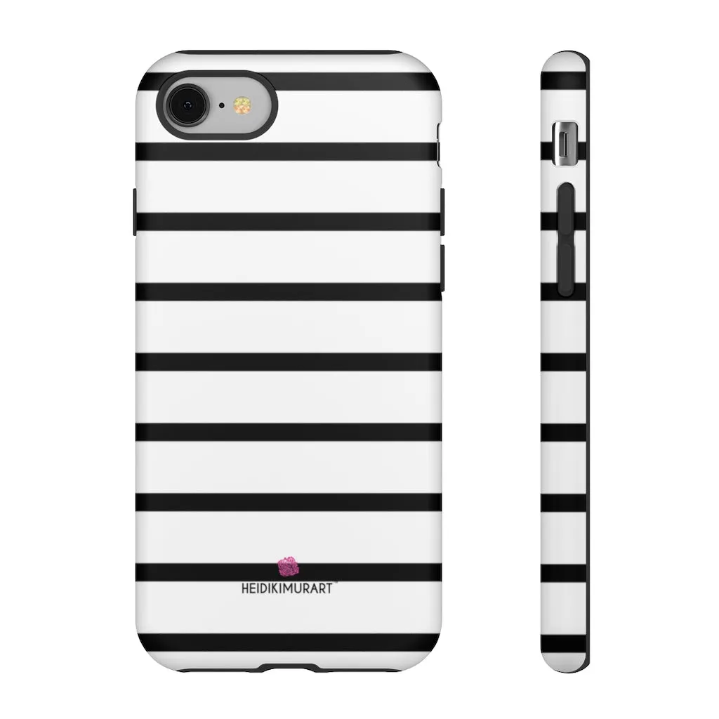 Black Striped Designer Tough Cases, Modern Minimalist iPhone Samsung Case-Made in USA