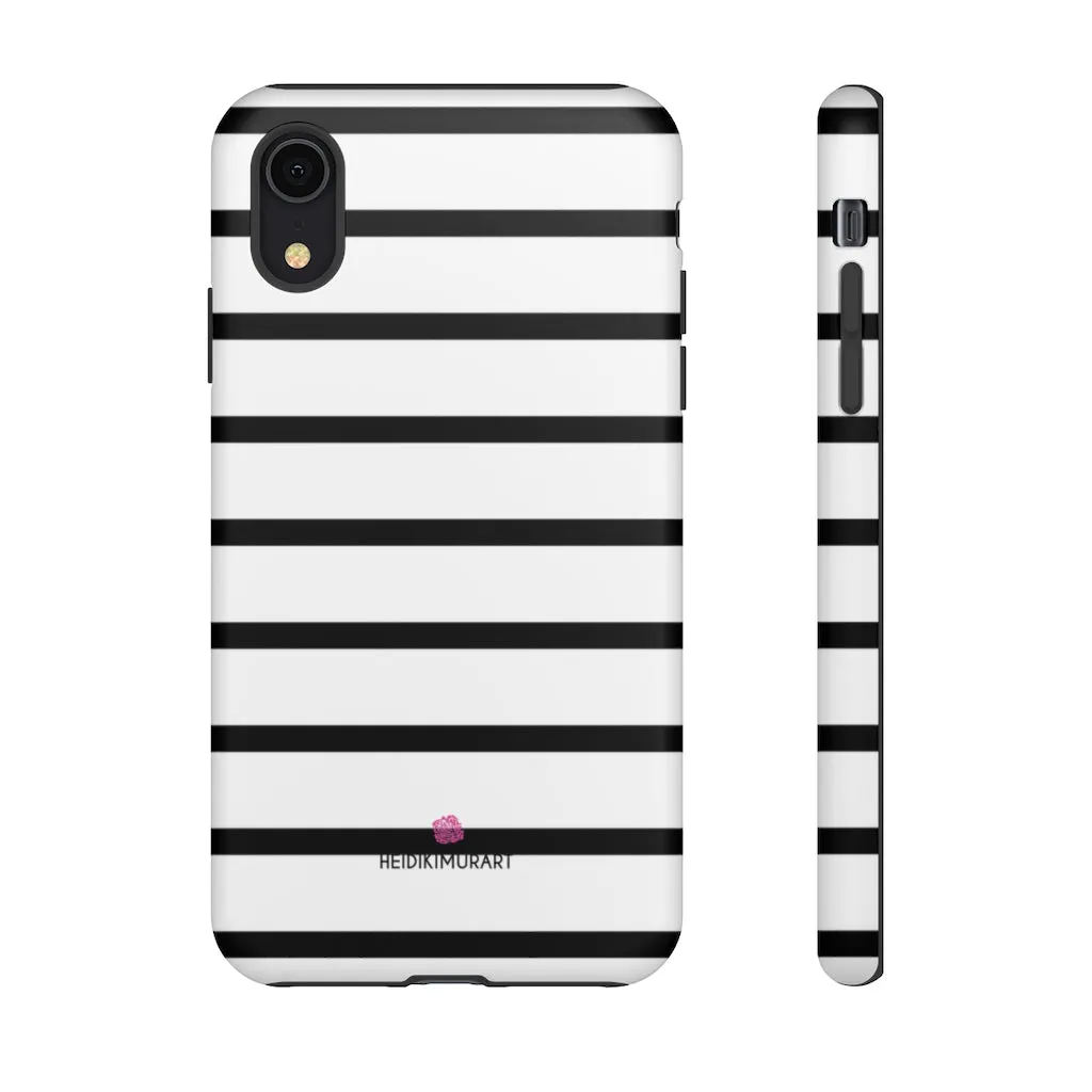 Black Striped Designer Tough Cases, Modern Minimalist iPhone Samsung Case-Made in USA