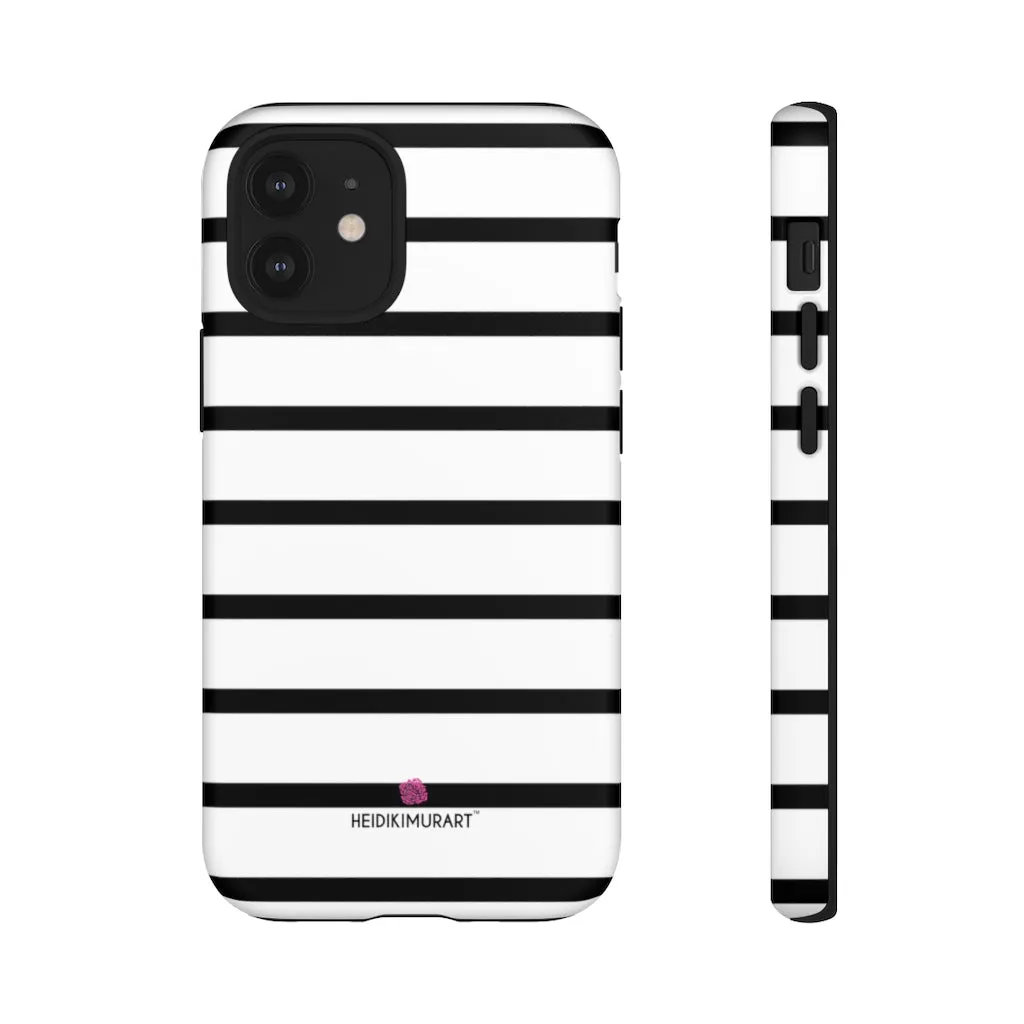 Black Striped Designer Tough Cases, Modern Minimalist iPhone Samsung Case-Made in USA