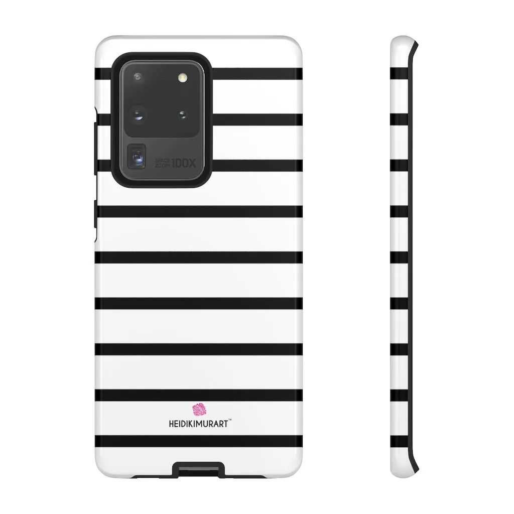 Black Striped Designer Tough Cases, Modern Minimalist iPhone Samsung Case-Made in USA