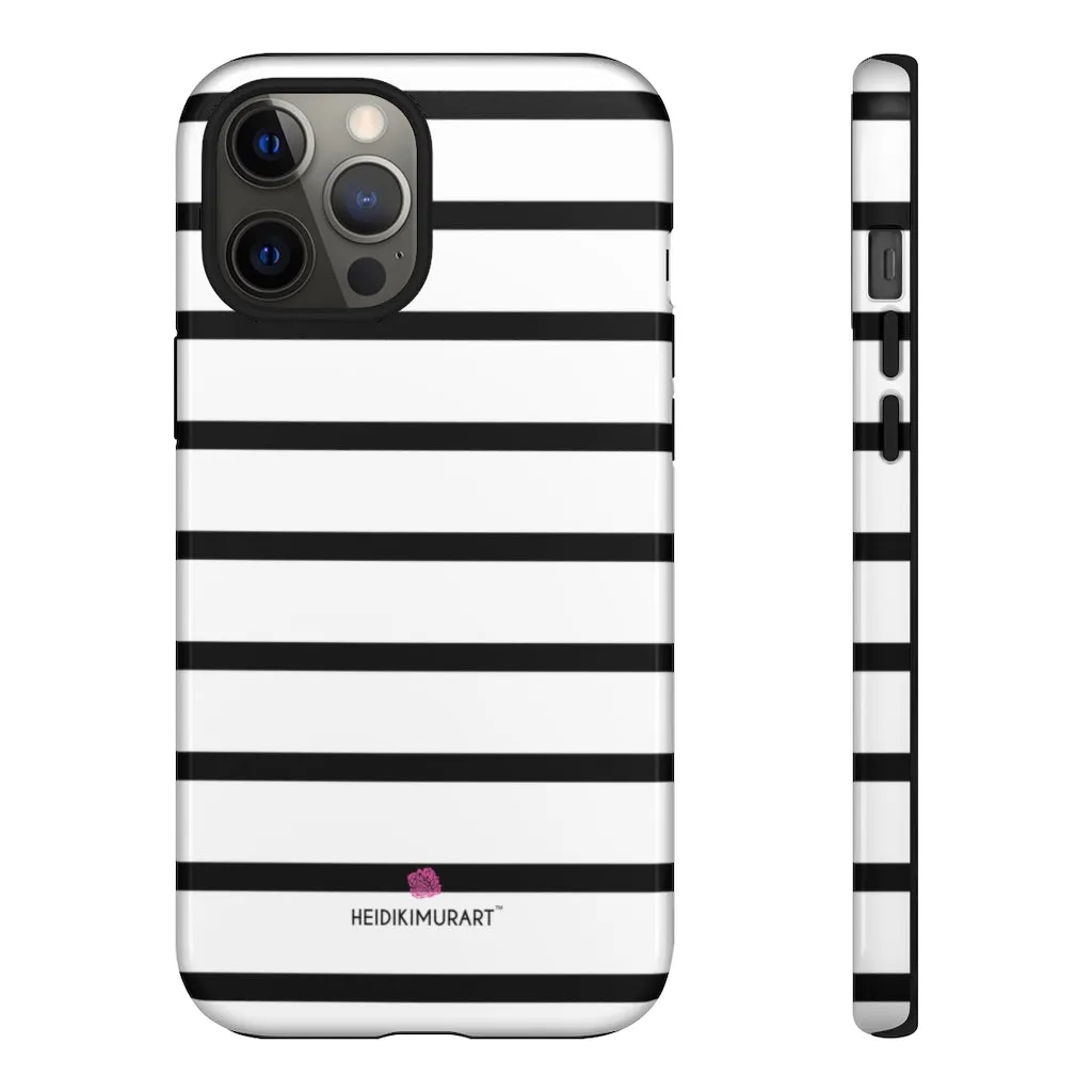 Black Striped Designer Tough Cases, Modern Minimalist iPhone Samsung Case-Made in USA