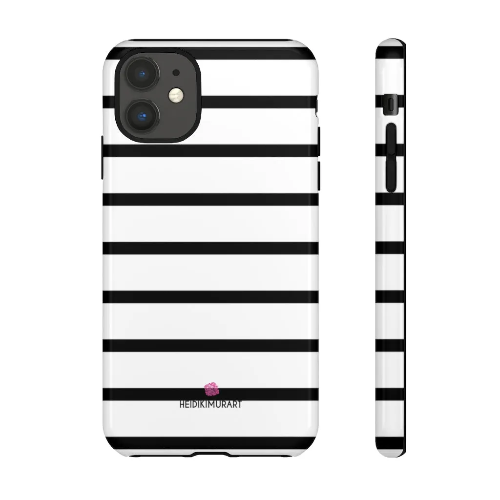 Black Striped Designer Tough Cases, Modern Minimalist iPhone Samsung Case-Made in USA