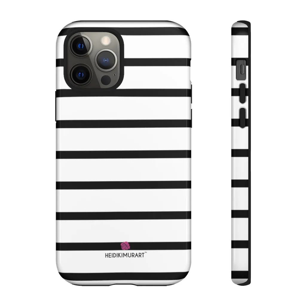 Black Striped Designer Tough Cases, Modern Minimalist iPhone Samsung Case-Made in USA