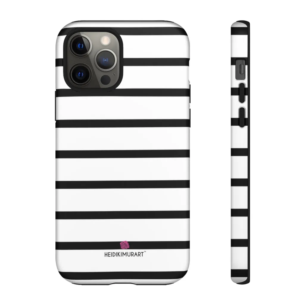 Black Striped Designer Tough Cases, Modern Minimalist iPhone Samsung Case-Made in USA