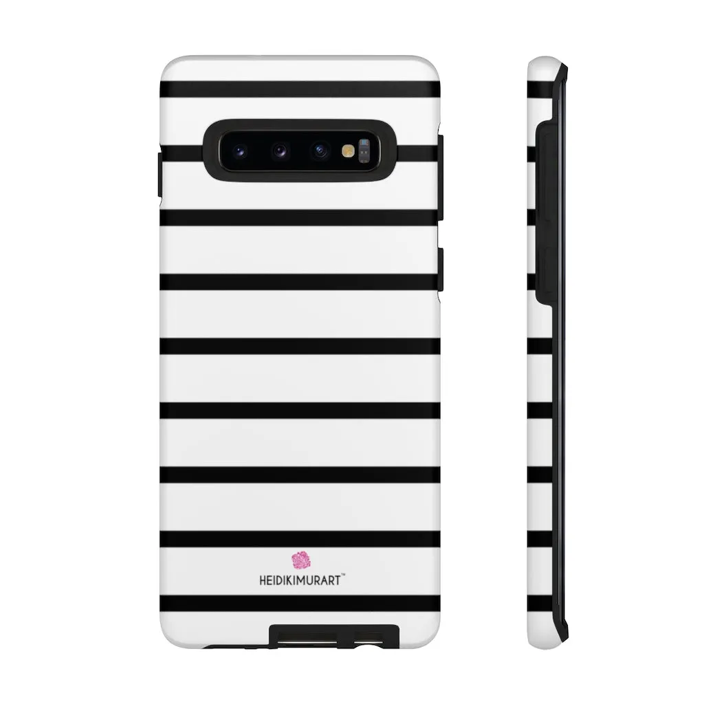 Black Striped Designer Tough Cases, Modern Minimalist iPhone Samsung Case-Made in USA