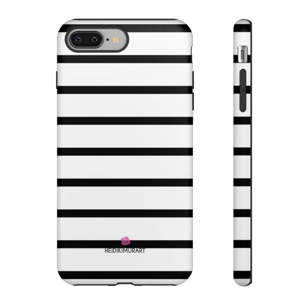 Black Striped Designer Tough Cases, Modern Minimalist iPhone Samsung Case-Made in USA