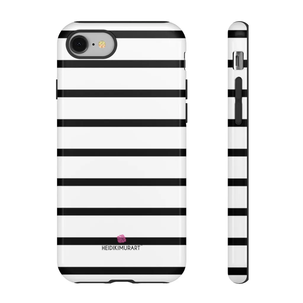 Black Striped Designer Tough Cases, Modern Minimalist iPhone Samsung Case-Made in USA