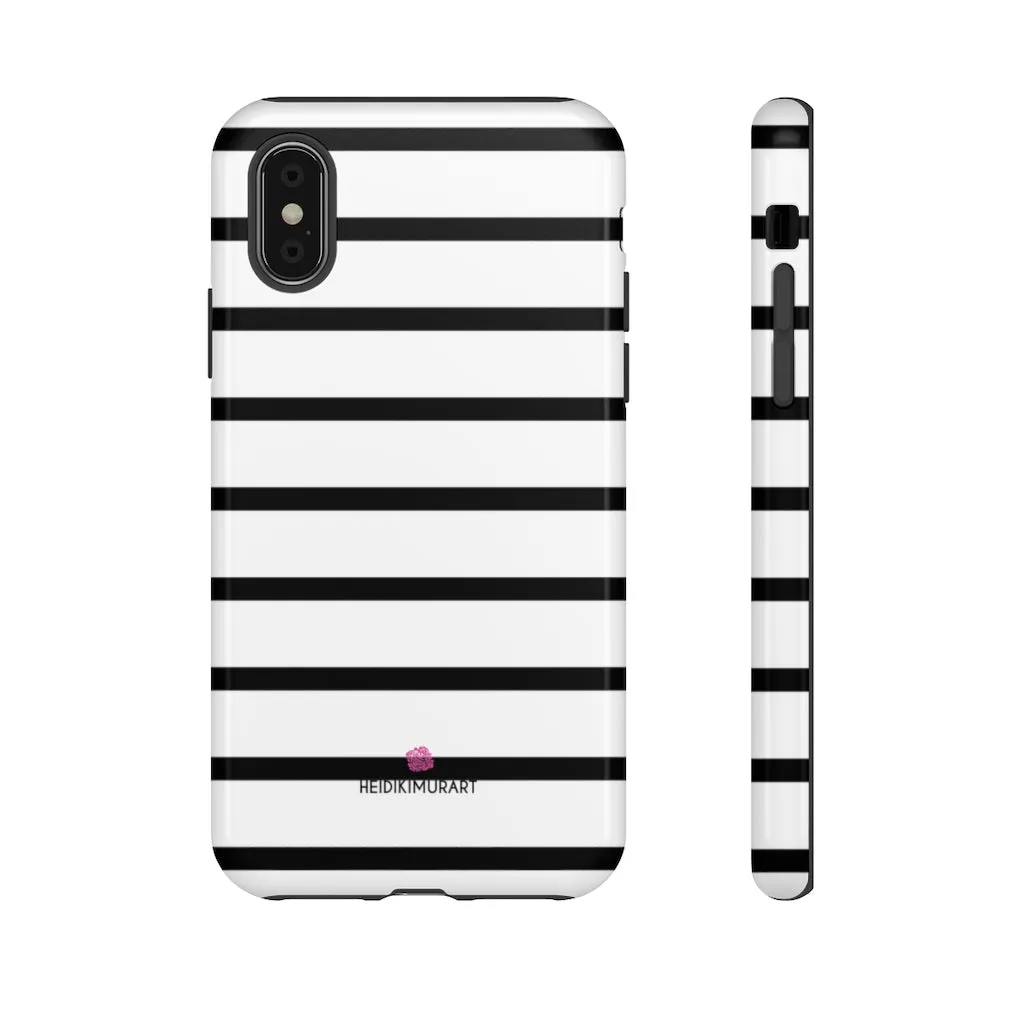 Black Striped Designer Tough Cases, Modern Minimalist iPhone Samsung Case-Made in USA