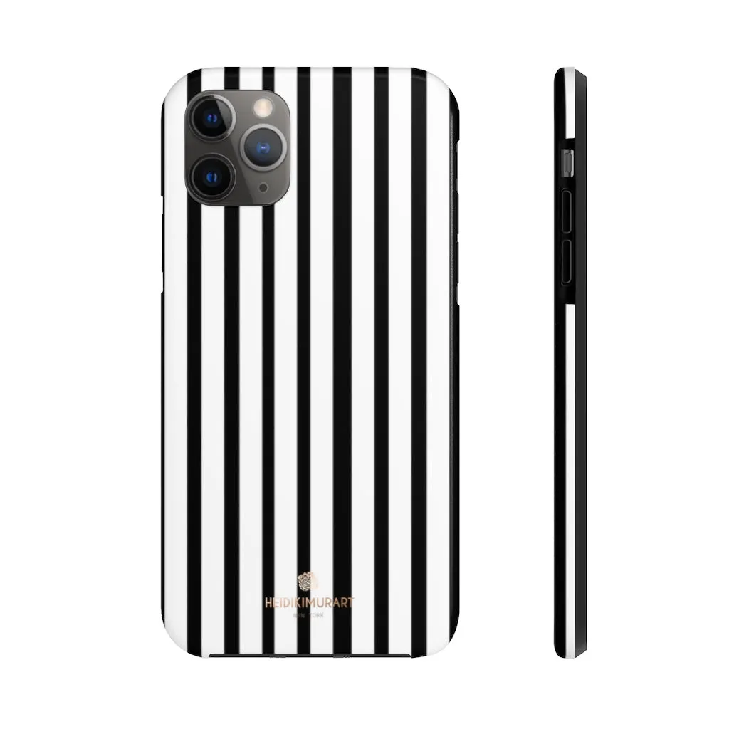 Black Vertical Striped iPhone Case, Designer Case Mate Tough Samsung Galaxy Phone Cases