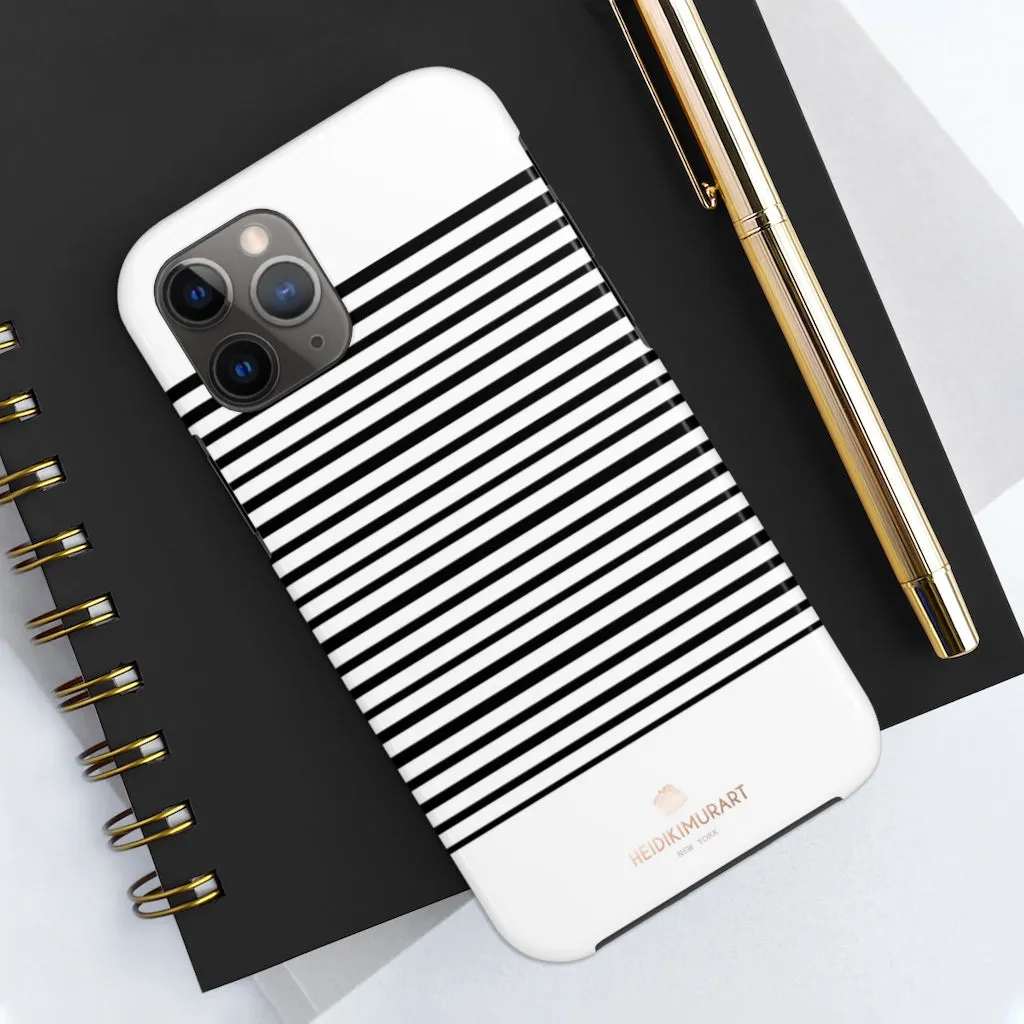 Black White Striped iPhone Case, Modern Case Mate Tough Samsung Galaxy Phone Cases