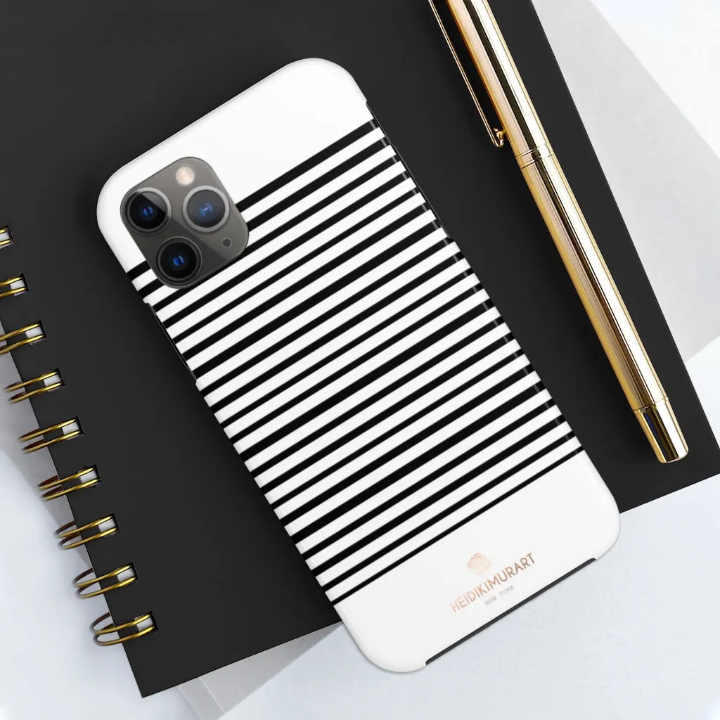 Black White Striped iPhone Case, Modern Case Mate Tough Samsung Galaxy Phone Cases