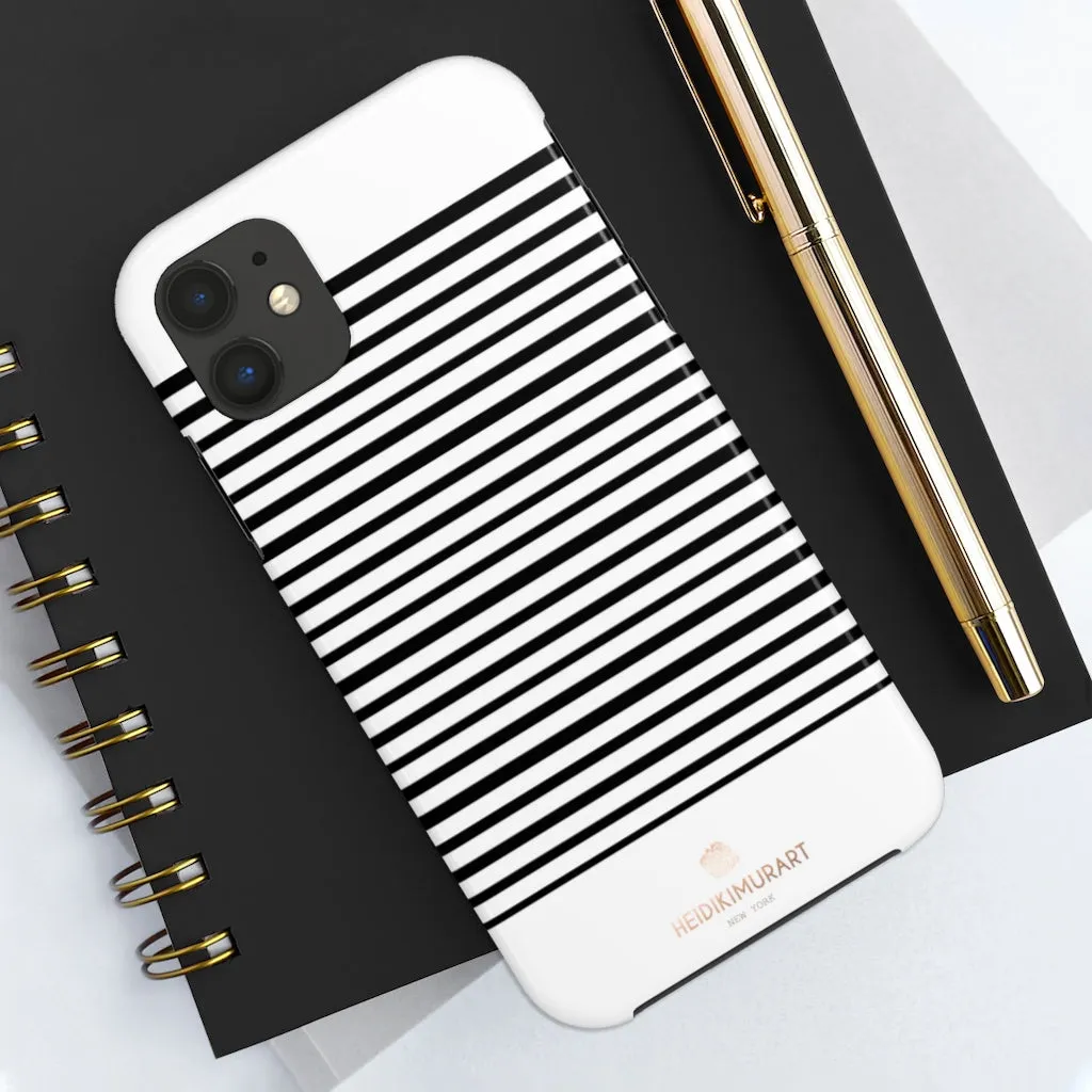 Black White Striped iPhone Case, Modern Case Mate Tough Samsung Galaxy Phone Cases