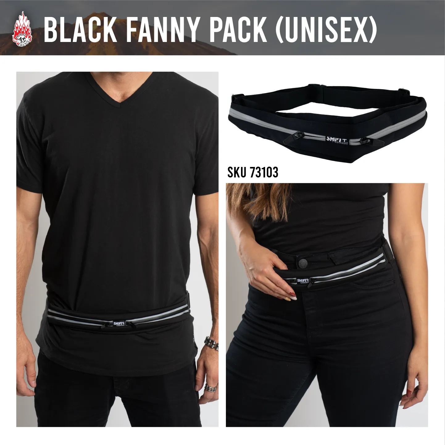 Black w/Light Reflective Ez Fanny Pack