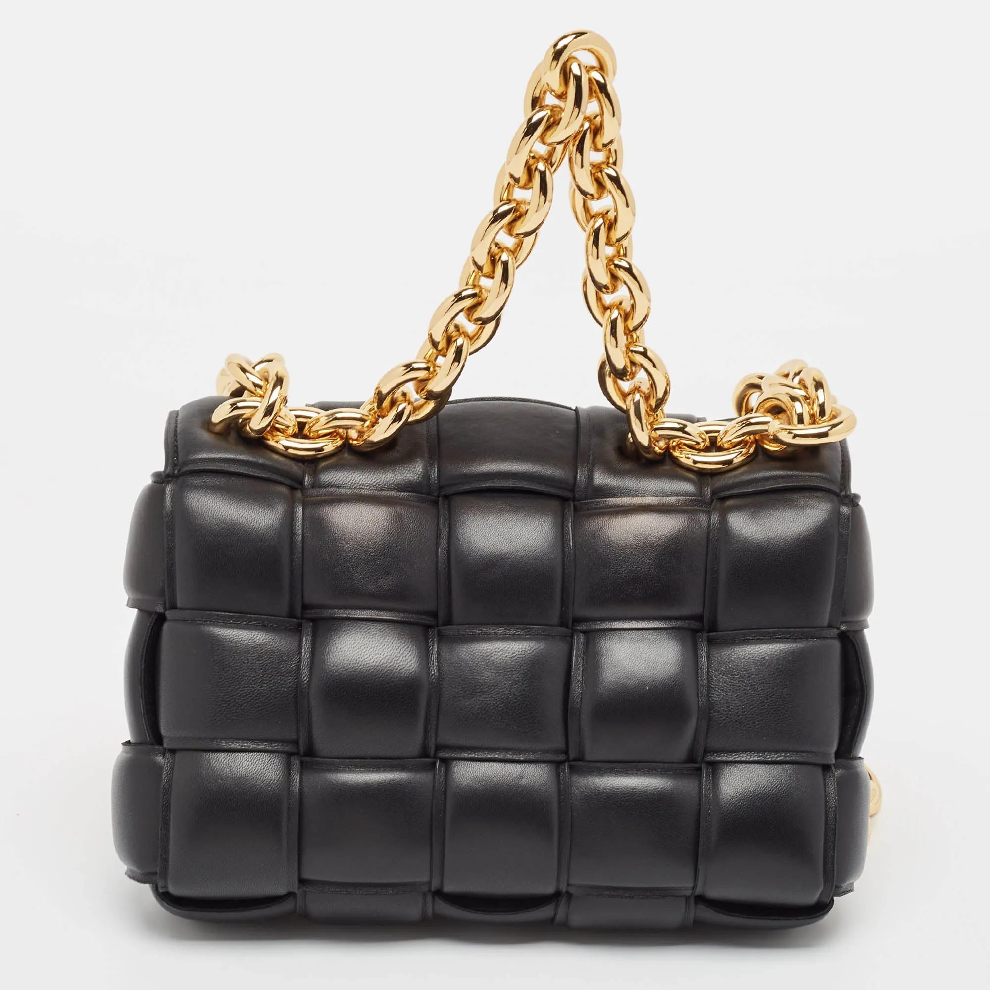 Bottega Veneta Black Padded Leather Cassette Chain Bag