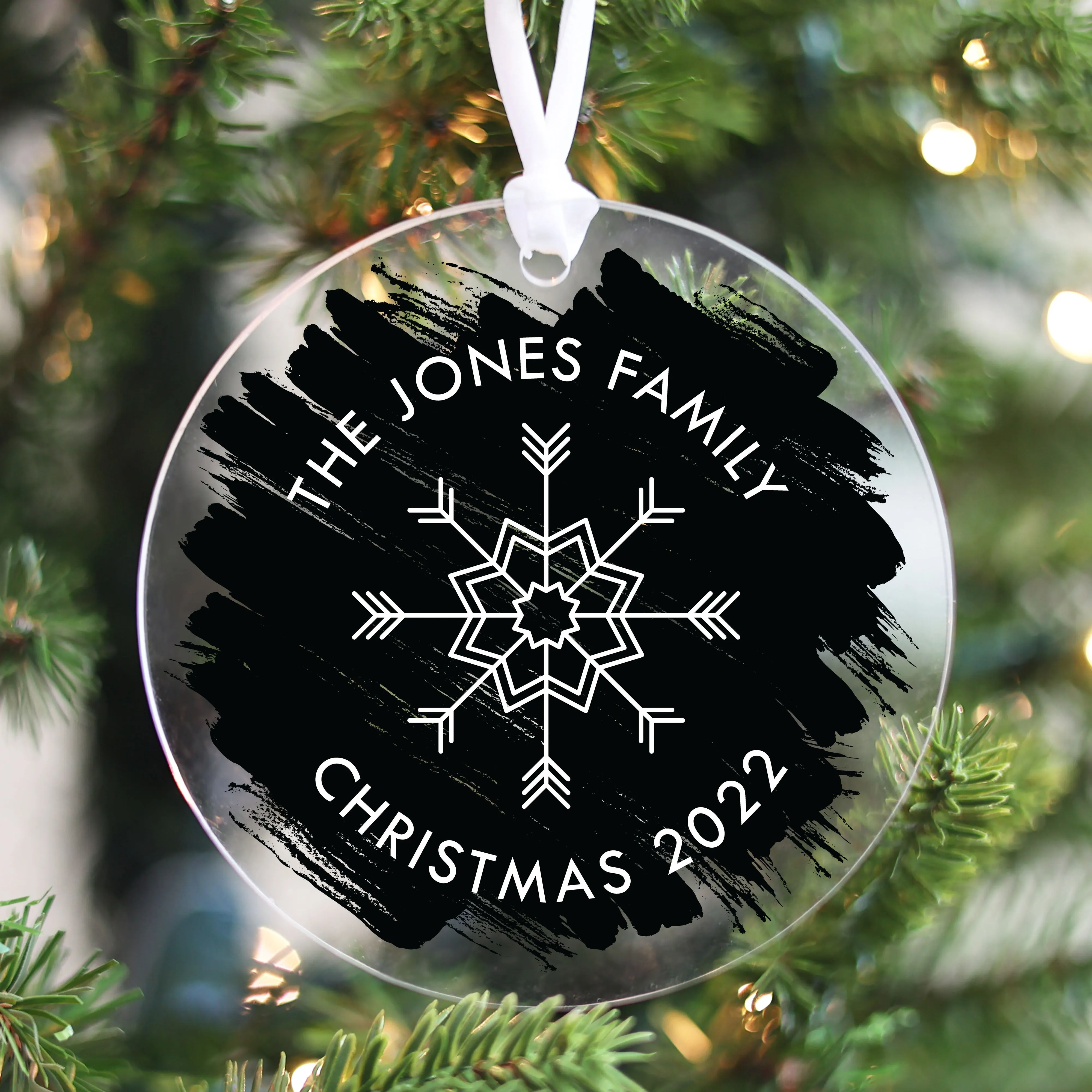 Brushed Acrylic Family Christmas Ornament