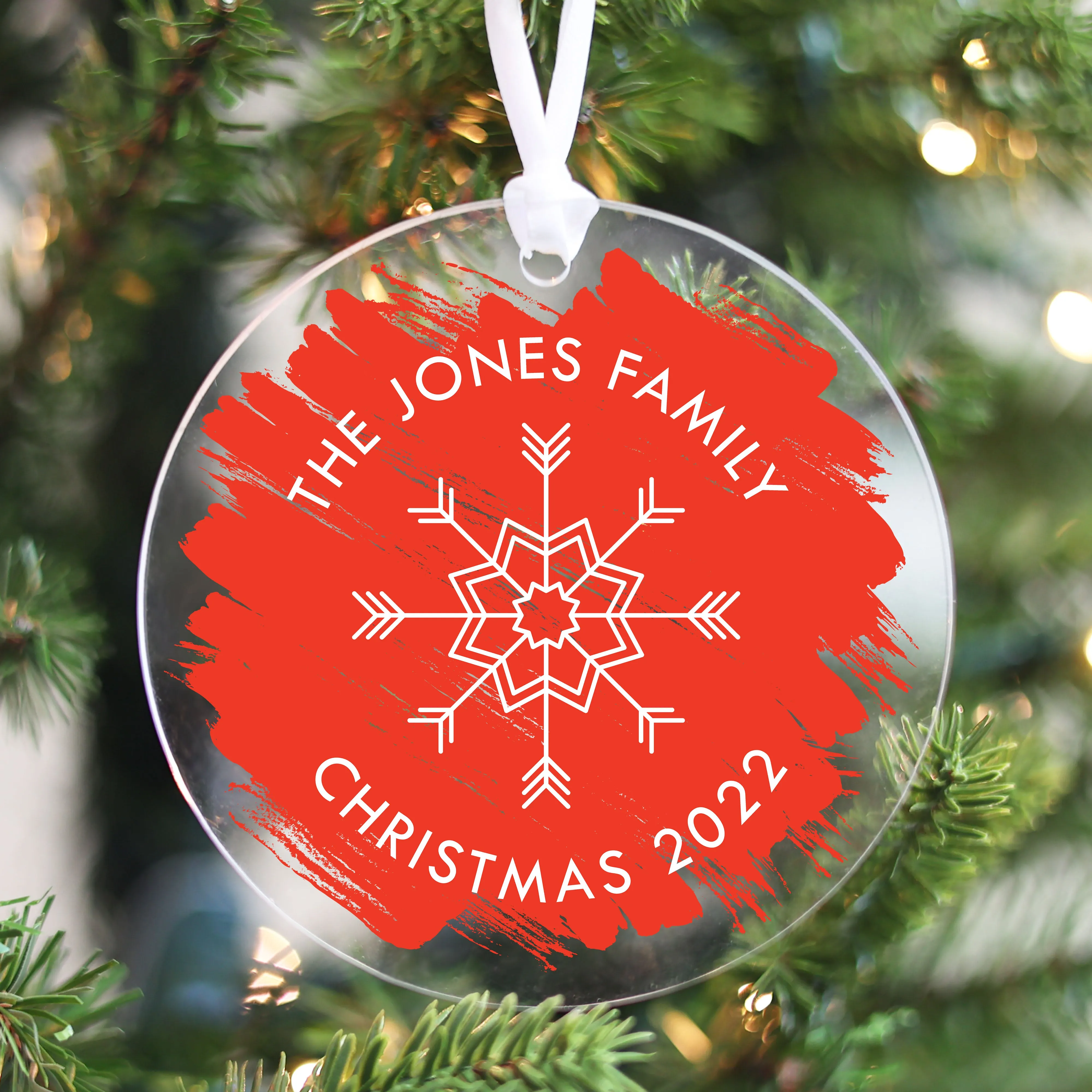 Brushed Acrylic Family Christmas Ornament