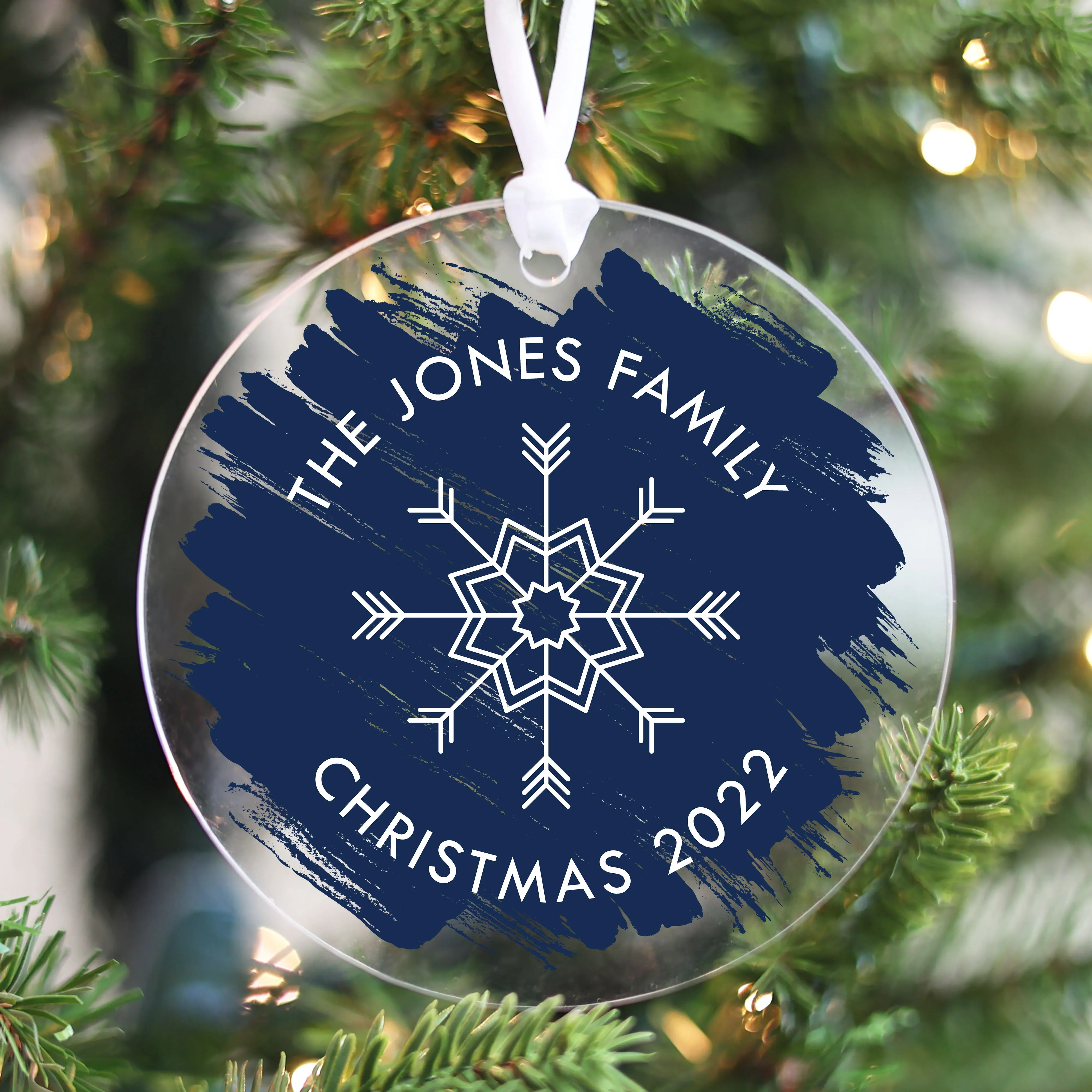 Brushed Acrylic Family Christmas Ornament