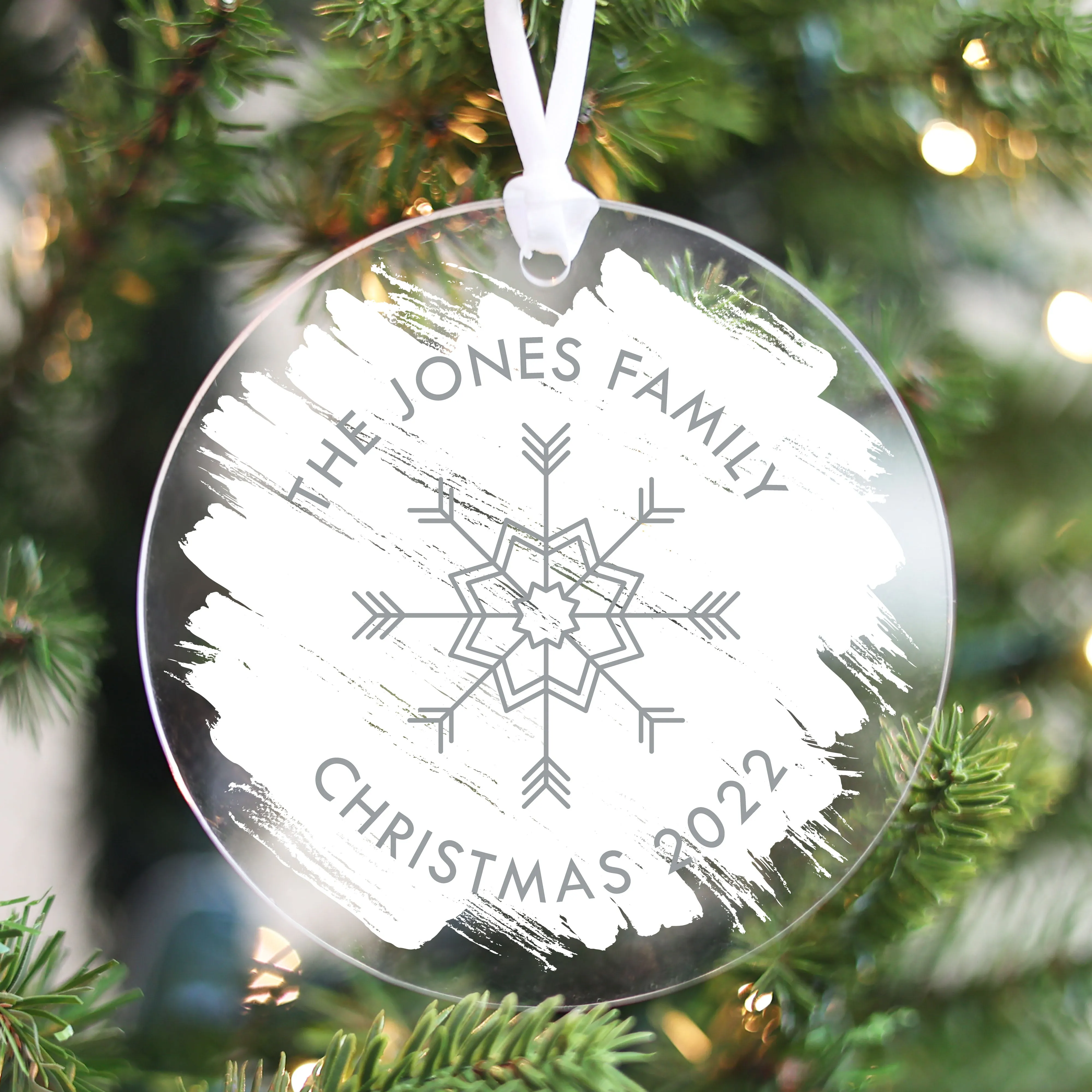 Brushed Acrylic Family Christmas Ornament