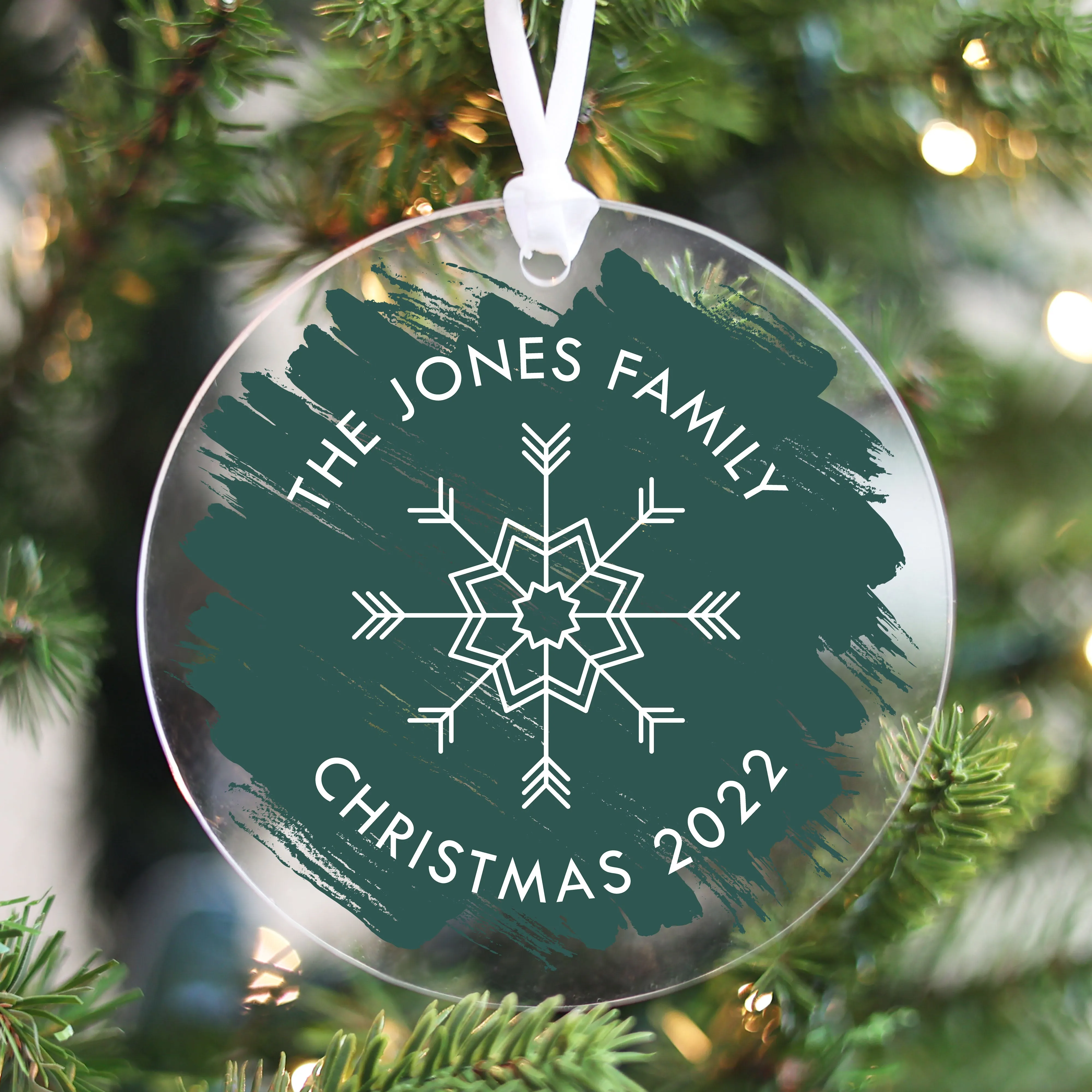 Brushed Acrylic Family Christmas Ornament