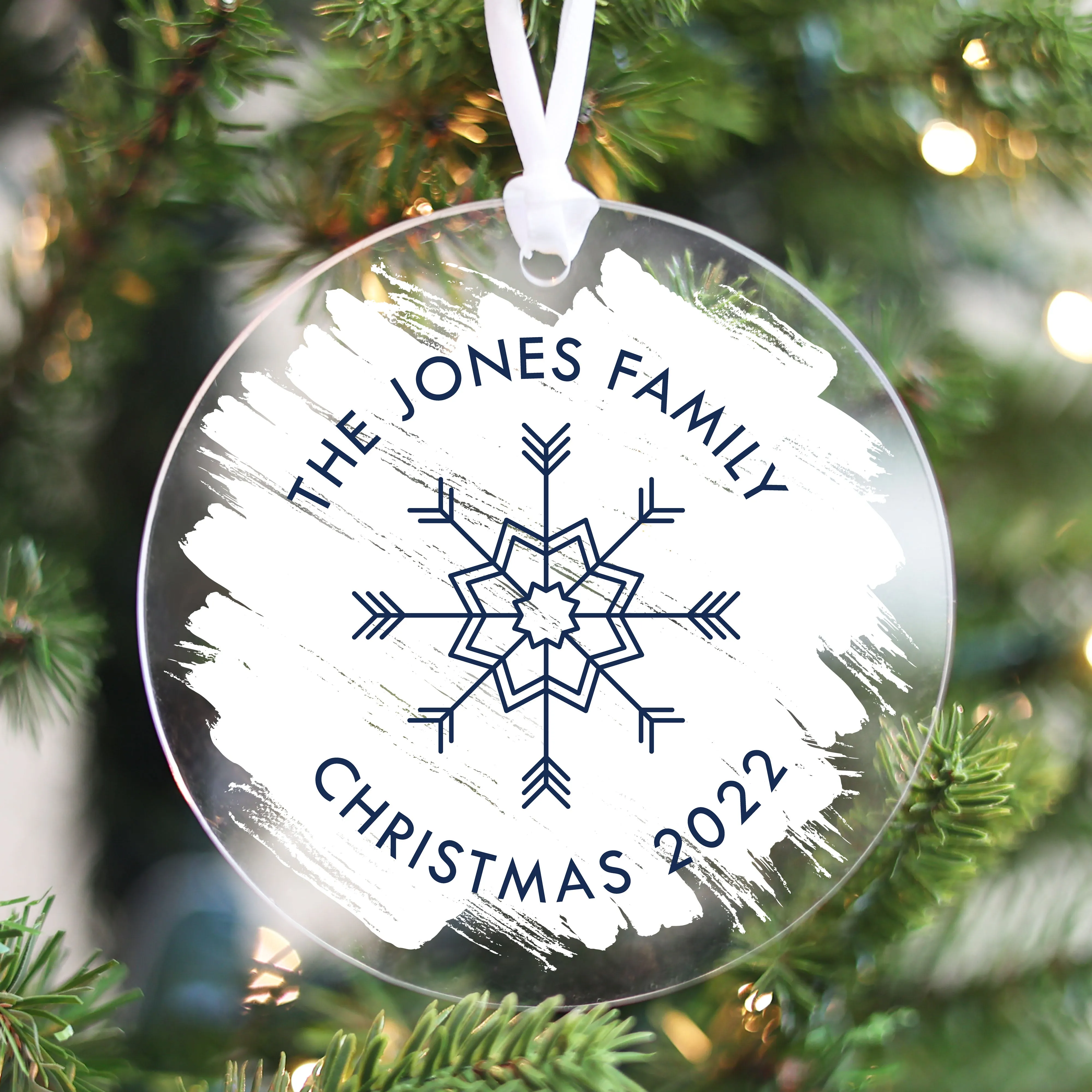 Brushed Acrylic Family Christmas Ornament