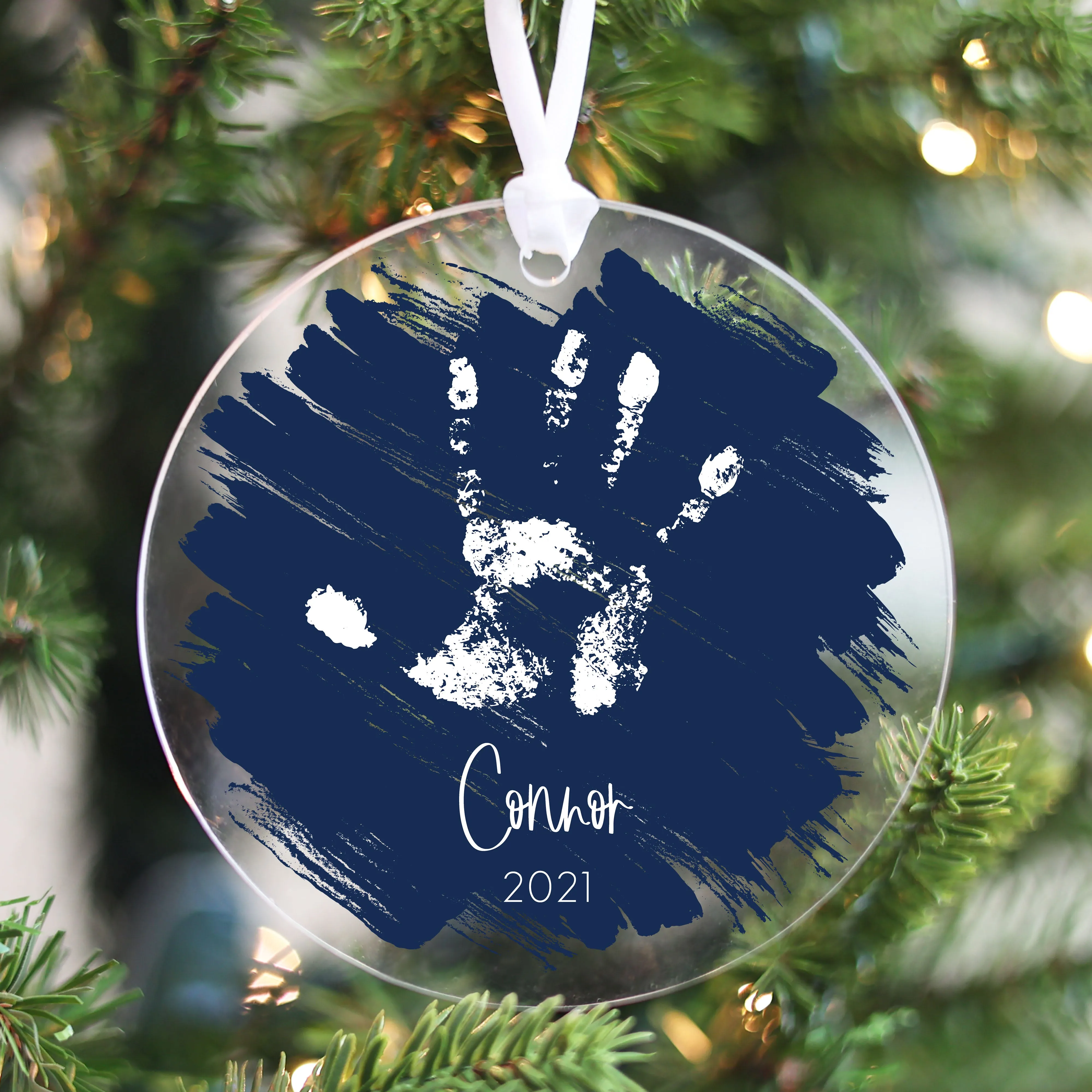 Brushed Acrylic Handprint Christmas Ornament