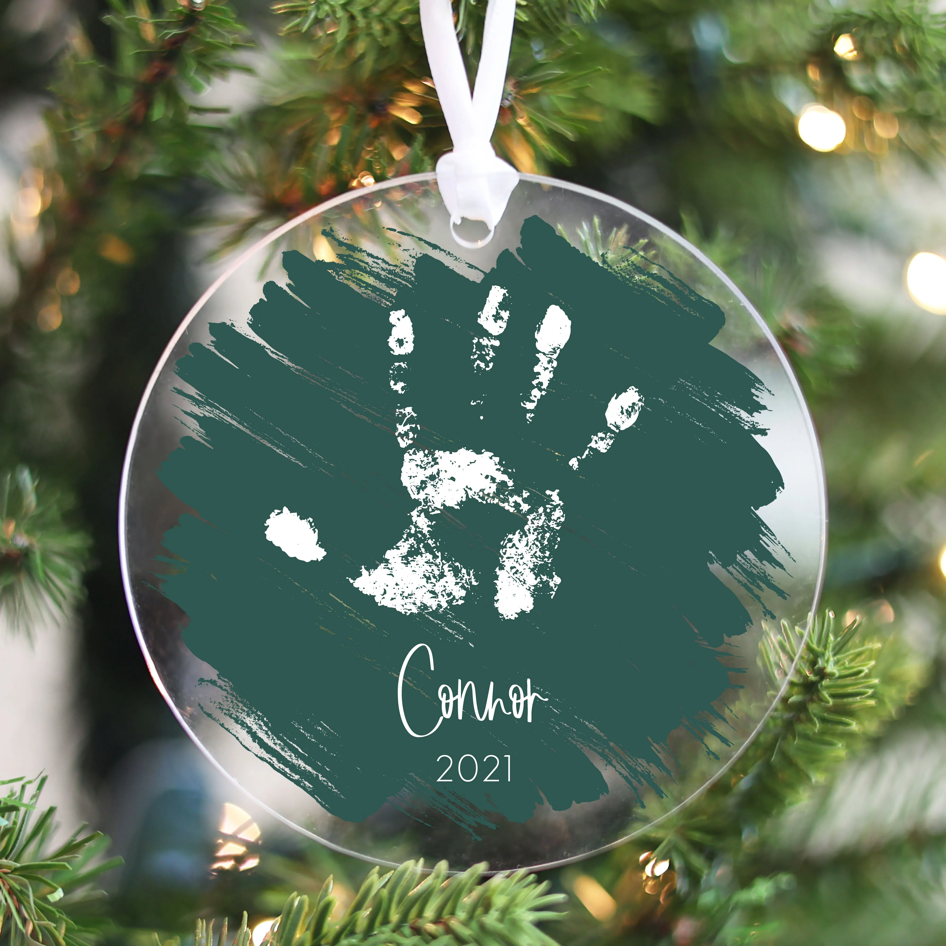 Brushed Acrylic Handprint Christmas Ornament