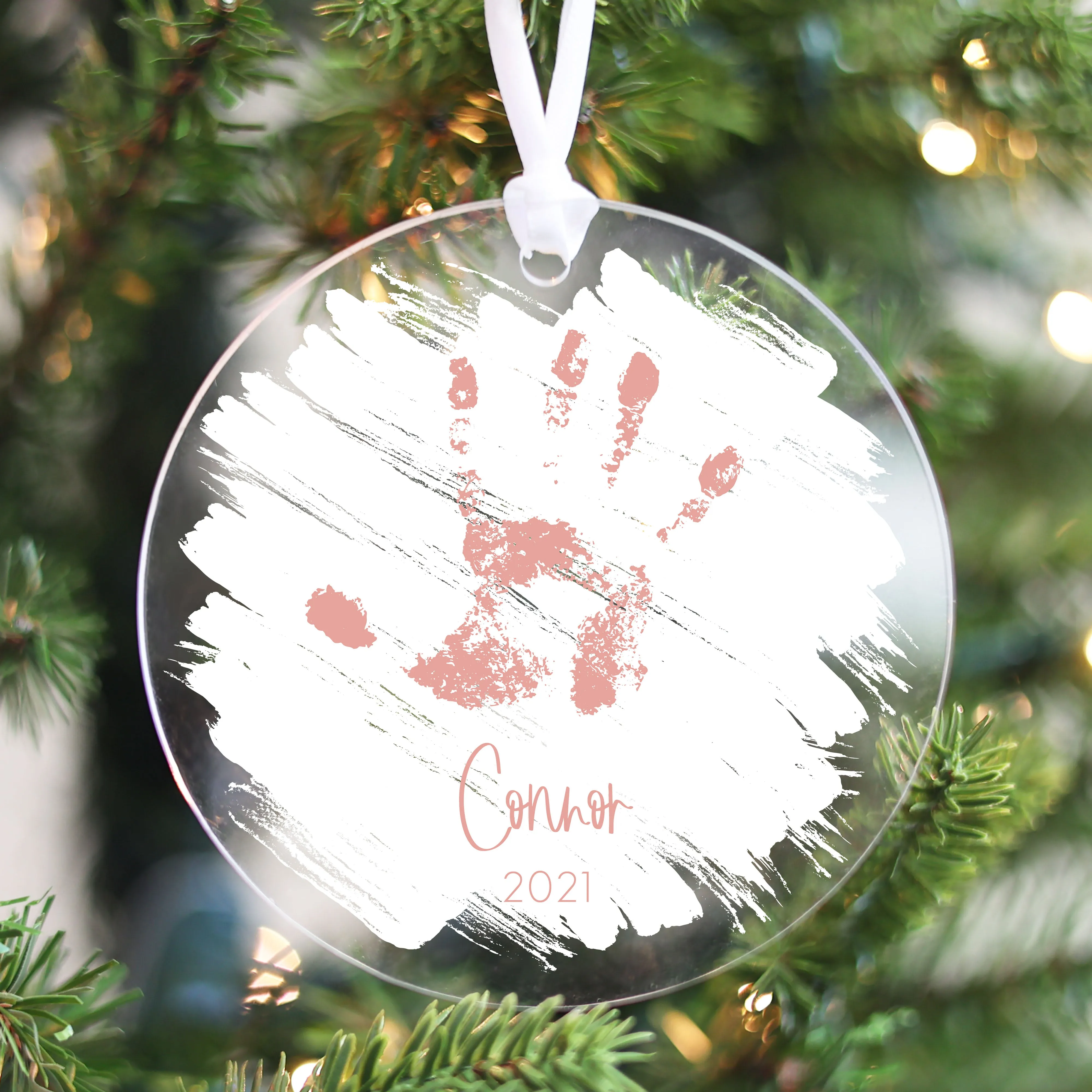 Brushed Acrylic Handprint Christmas Ornament