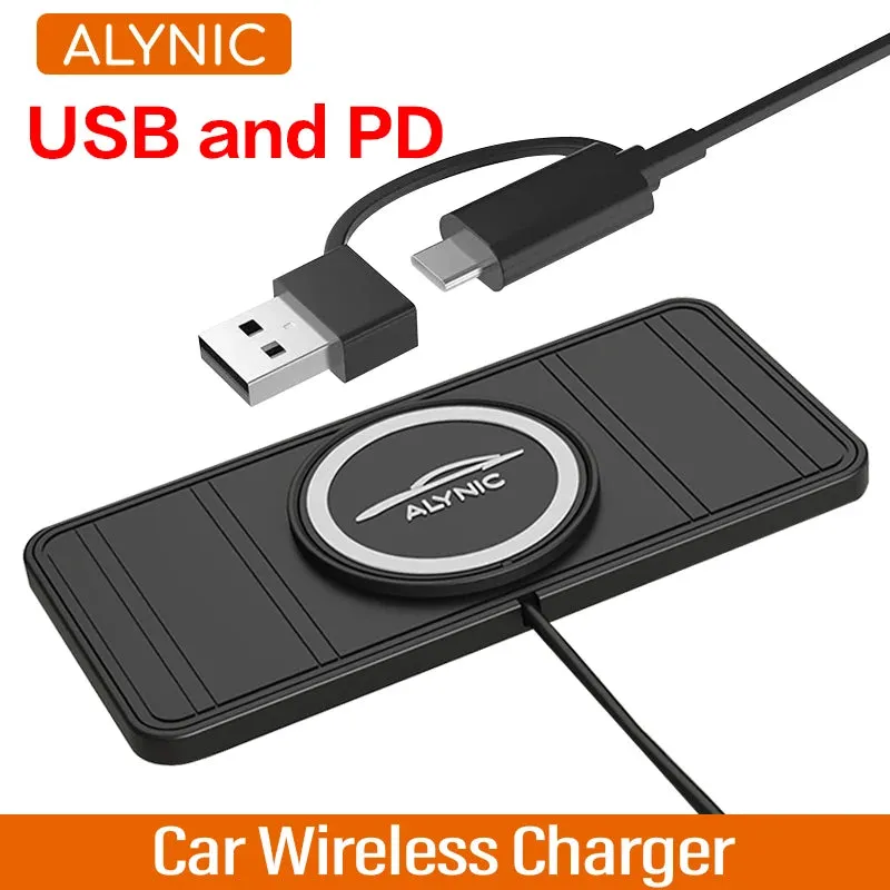 Car Wireless Charger Silicone Non Slip Pad for iPhone 15 14 13 12 Samsung 15W Car Wireless Phone Chargers Fast Charging Station